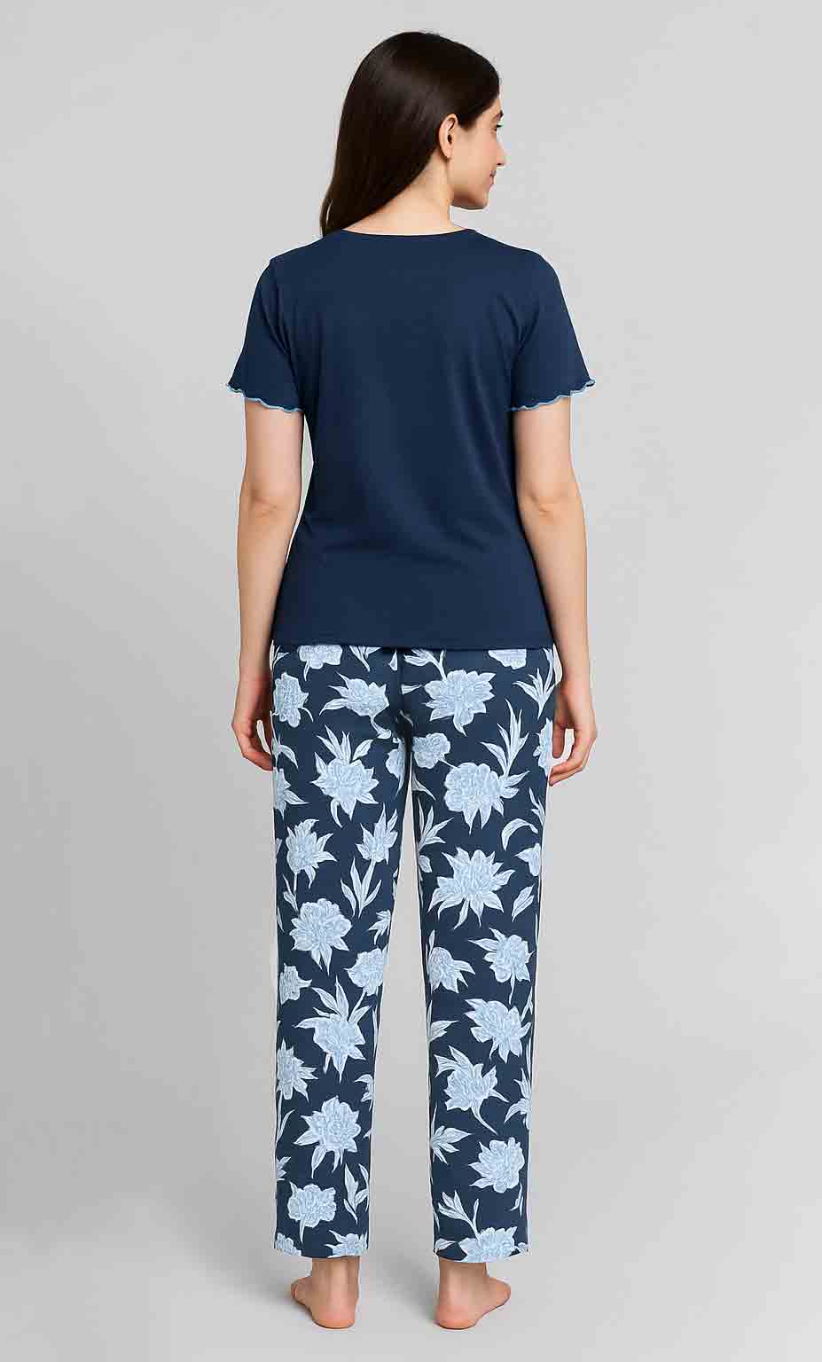 Women's Night Suit Short Sleeve (sky flower)