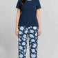 Women's Night Suit Short Sleeve (sky flower)